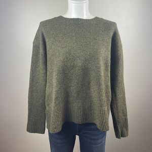 Mango Womens Basics Size Medium Wool Blend Dark Green Long Sleeve Sweater Cozy
